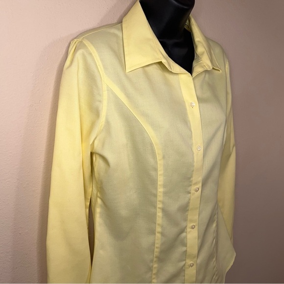 New Small Cutter And Buck Yellow Button Front Top Womens Long Sleeve Cotton - Picture 9 of 16